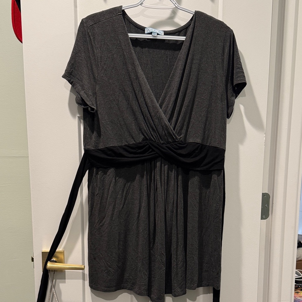 Black and Gray Maternity Wrap Shirt